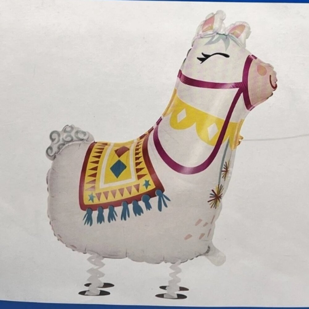 3-2-1PARTY WALKING LLAMA FOIL MYLAR HELIUM BALLON 29''H- with RIBBON PARTY DECOR